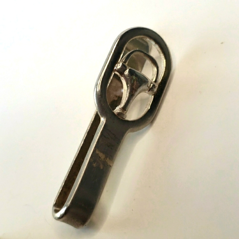Vintage 1970s GUCCI Italy Silver Money Clip Equestrian Harness Buckle Style